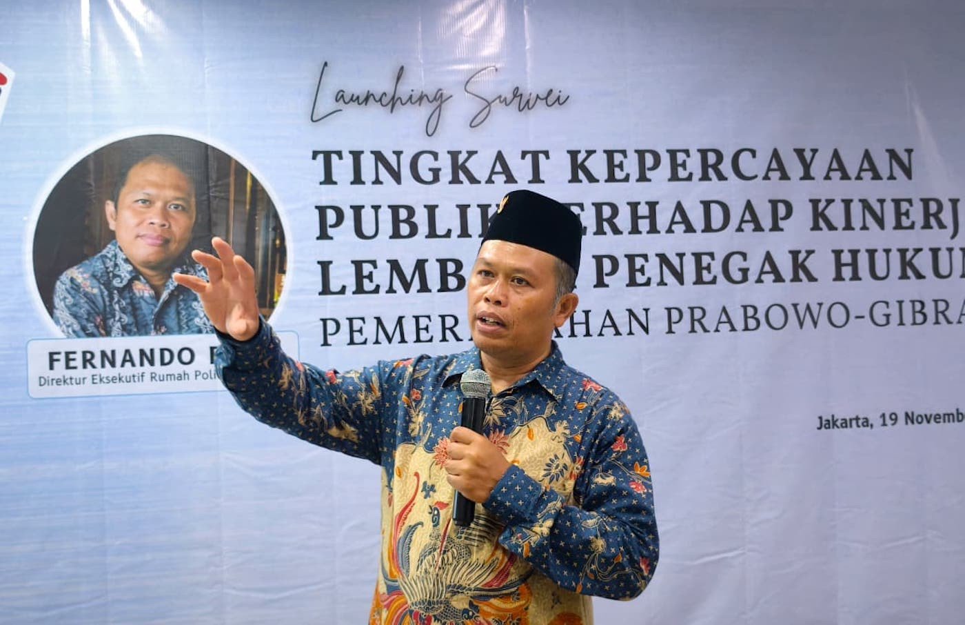 Survei RPI: Kinerja Hukum Pemerintahan Prabowo-Gibran Dinilai Positif