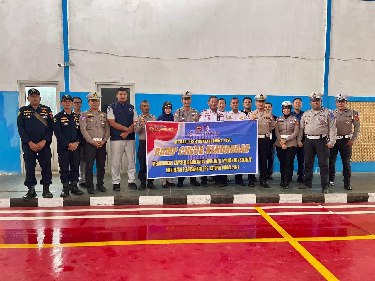 Jasa Raharja Berkolaborasi dengan Polres Indramayu dan Dinas Perhubungan Kabupaten Indramayu Adakan Giat Ramp Check