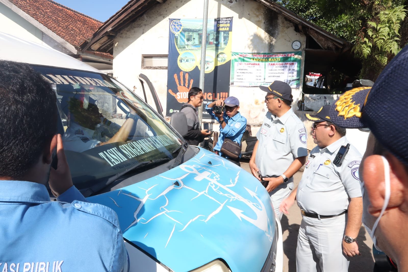 PT Jasa Raharja Bersama Dinas Perhubungan Kabupaten Tasikmalaya Laksanakan Ramp Check di Terminal Tipe B Singaparna