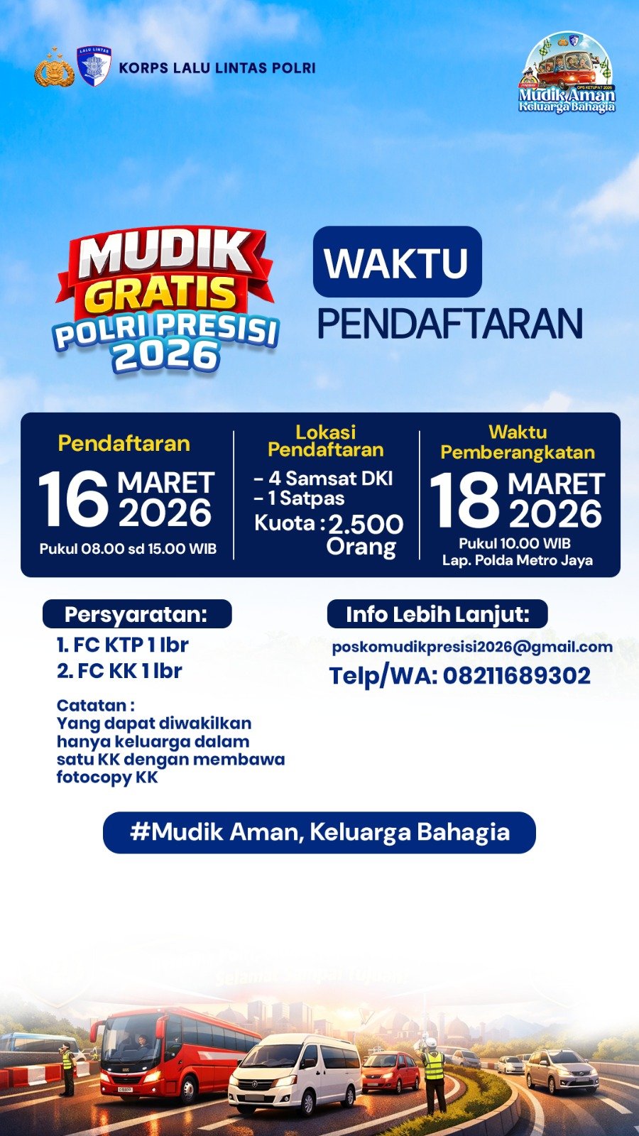 Polri Siapkan Program Mudik Balik Gratis Presisi 2026: Mudik Aman, Keluarga Bahagia