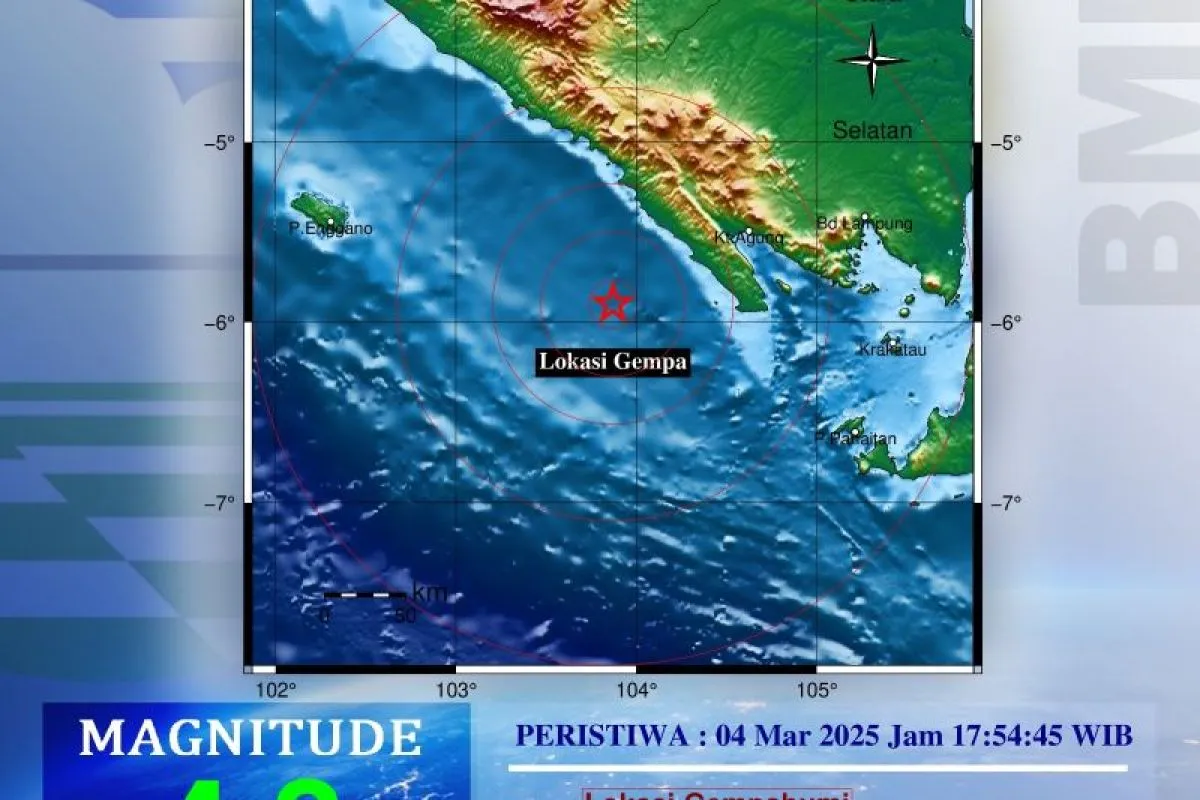 Gempa Hari Ini: Magnitudo 4,7 Guncang Pesisir Barat Lampung, Tidak Berpotensi Tsunami